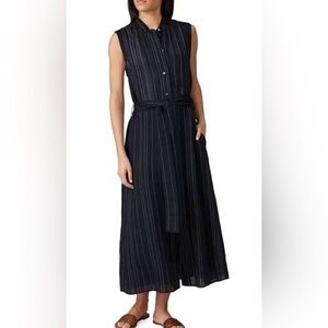Vince Drapey Stripe Shirtdress navy blue